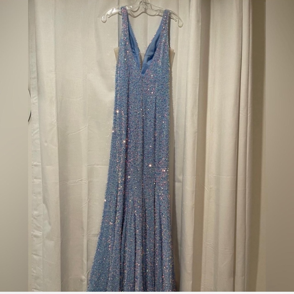 SHERRI HILL 55084 Light blue sequin prom dress Prom Dress size 6 WORN ONCE - Picture 4 of 5